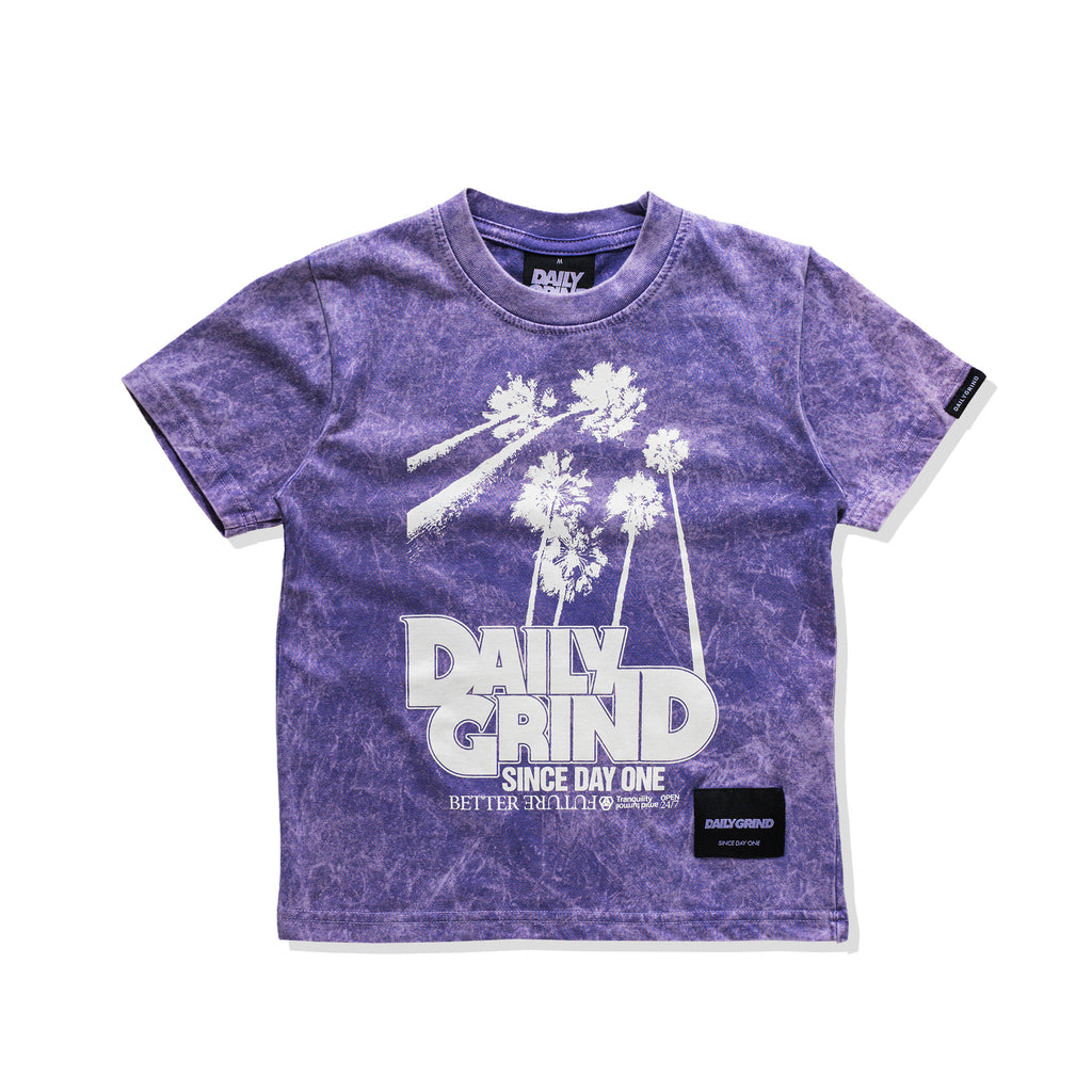 DAILY GRIND KIDS ROARING WASHED TSHIRT FOR KIDS PURPLE
