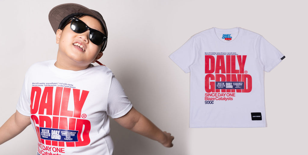 DAILY GRIND BLAZE TSHIRT FOR KIDS WHITE