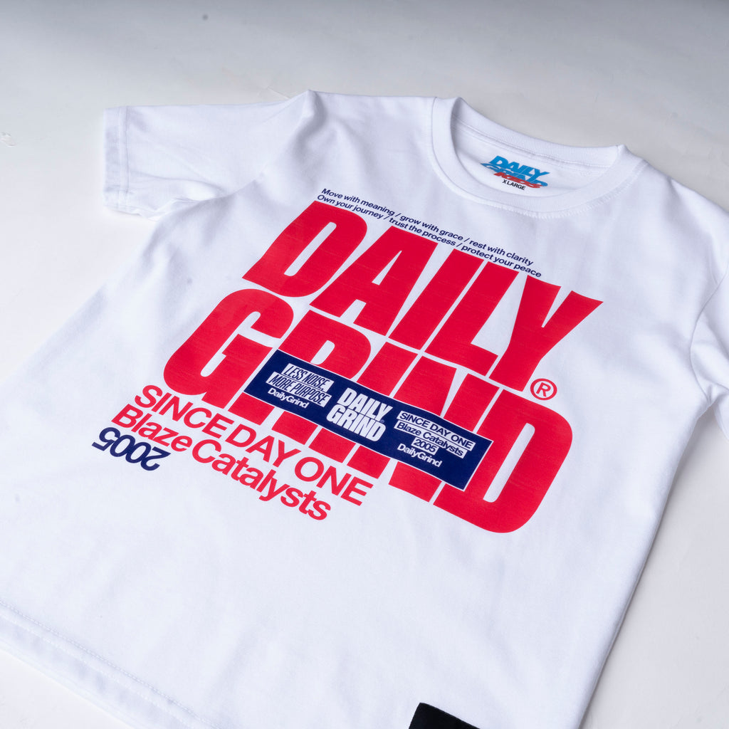 DAILY GRIND BLAZE TSHIRT FOR KIDS WHITE