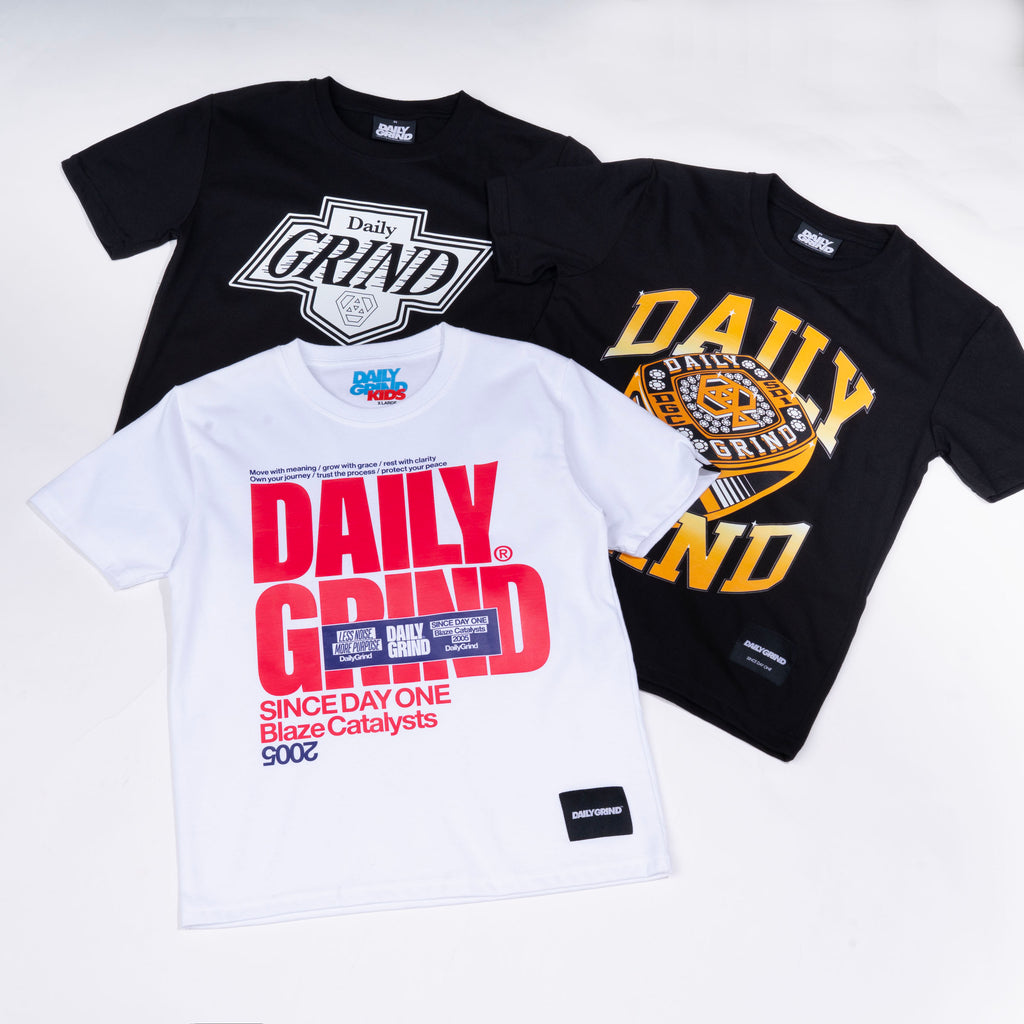 DAILY GRIND BLAZE TSHIRT FOR KIDS WHITE