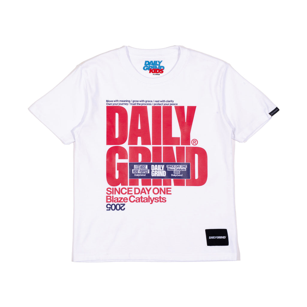 DAILY GRIND BLAZE TSHIRT FOR KIDS WHITE