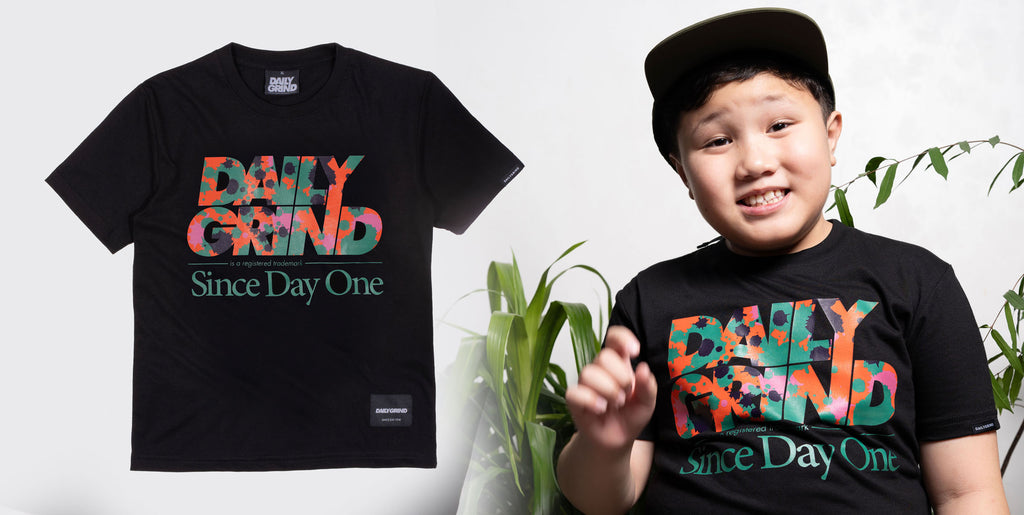 DAILY GRIND MAIN SPLATTER TSHIRT FOR KIDS BLACK