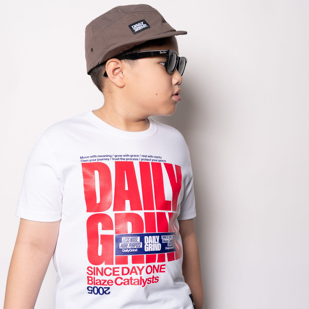 DAILY GRIND BLAZE TSHIRT FOR KIDS WHITE
