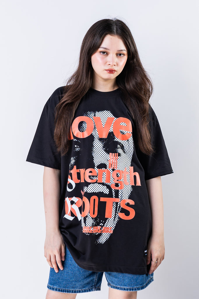 DAILY GRIND LOVE STRENGTH ROOTS TSHIRT BLACK