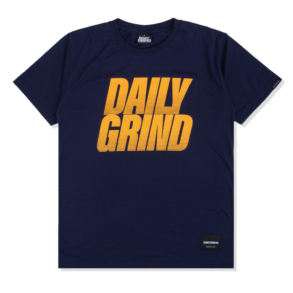 DAILY GRIND STREAKY TSHIRT NAVY BLUE/YELLOW
