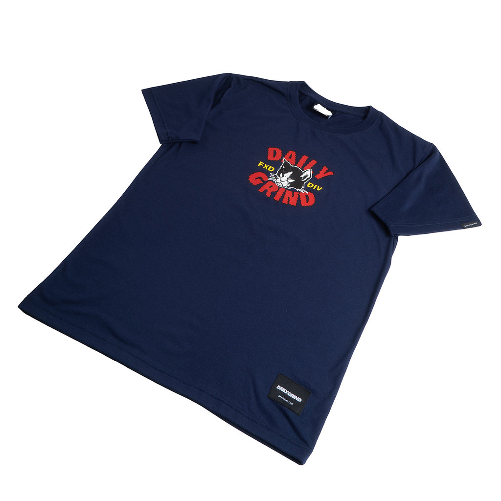 DAILY GRIND CAT WAVER TSHIRT NAVY BLUE