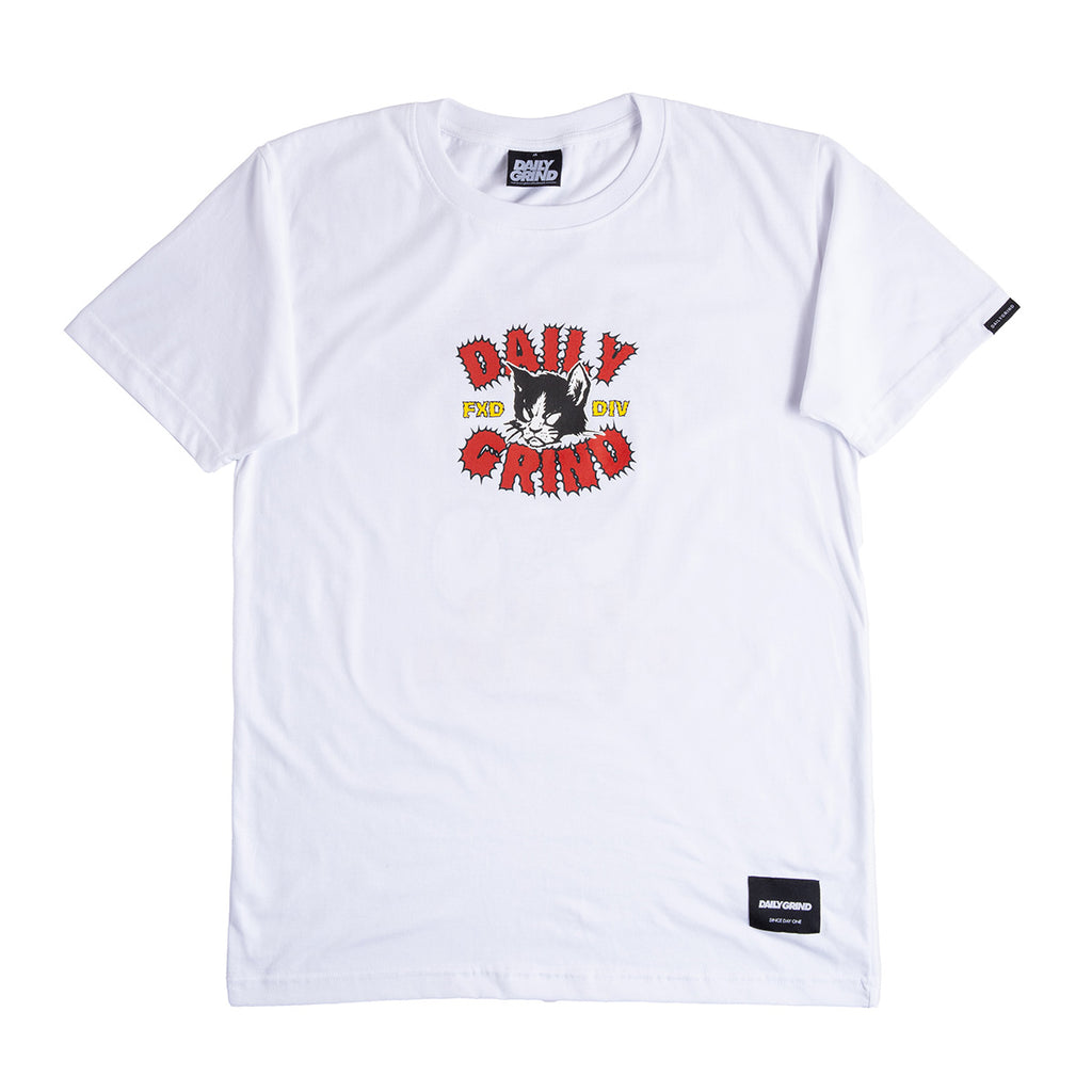 DAILY GRIND CAT WAVER TSHIRT WHITE