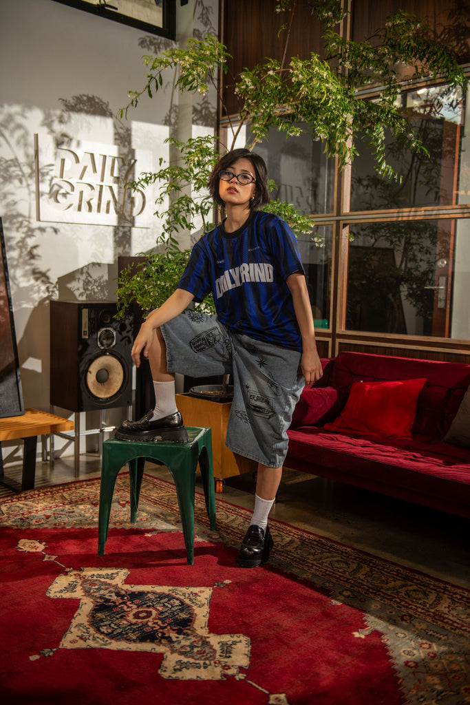DAILY GRIND LINEAR CODE JERSEY SHORTSLEEVE BLUE