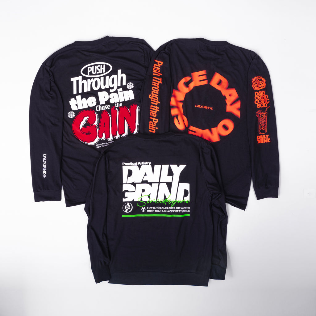 DAILY GRIND PUSH THROUGH LONGSLEEVES BLACK