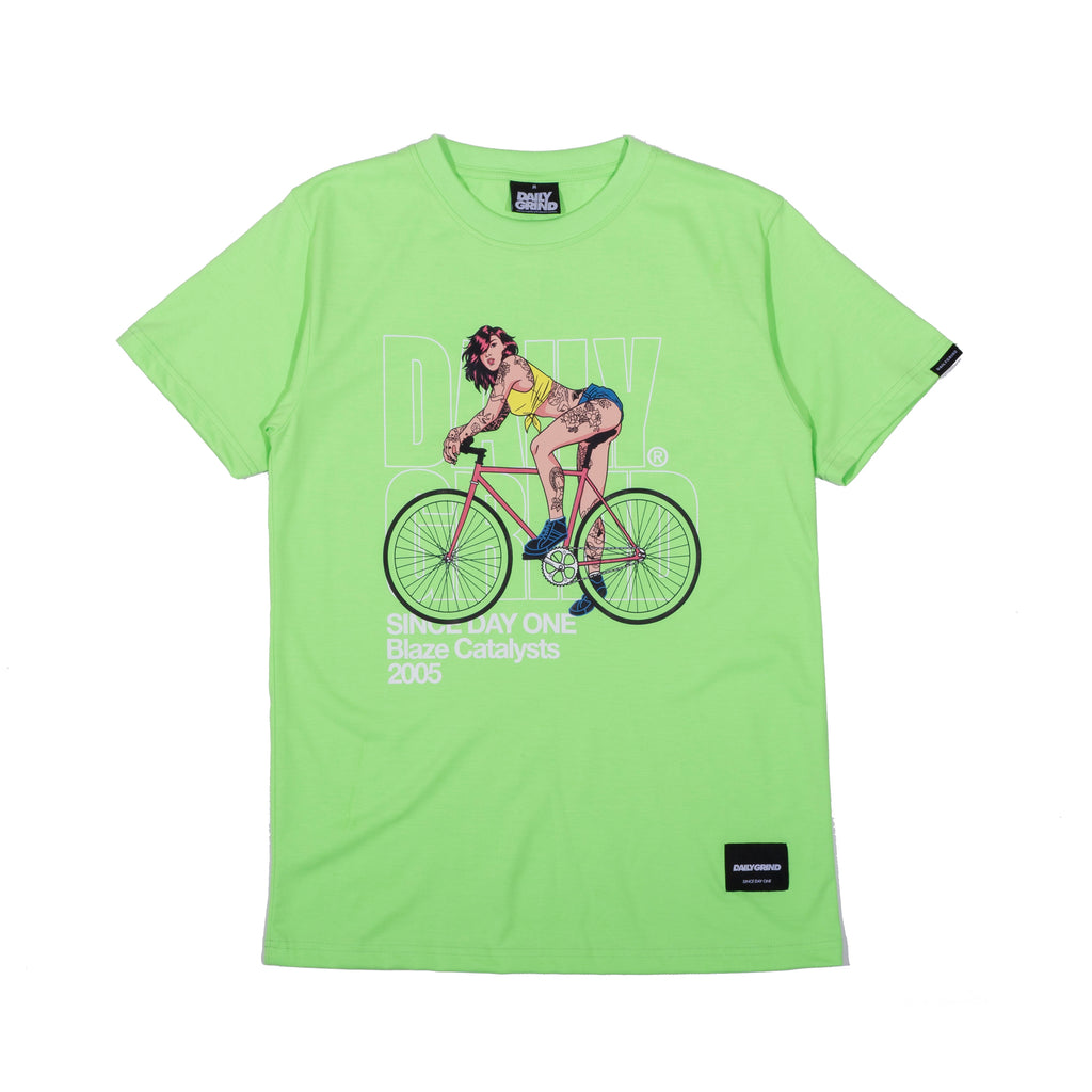 DAILY GRIND CYCLE MUSE TSHIRT NEON GREEN