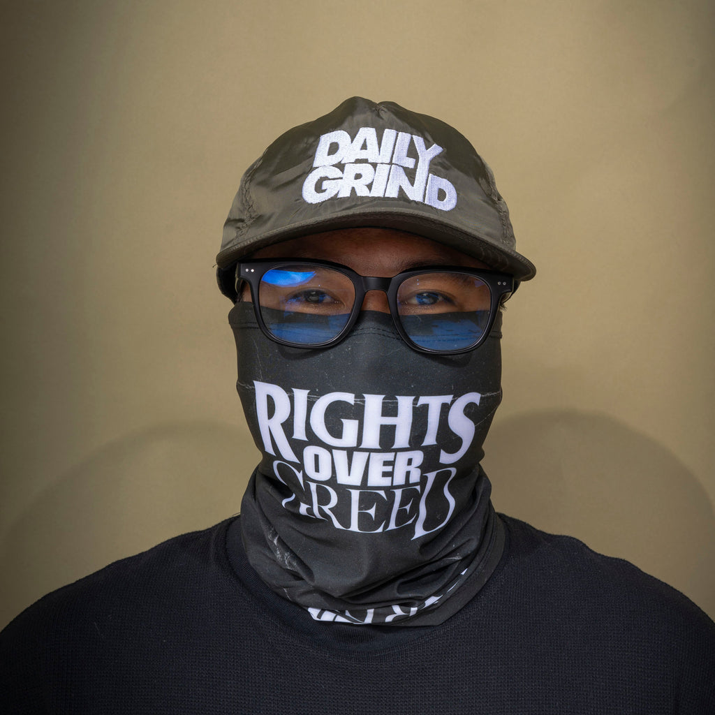 DAILY GRIND RIGHTS OVER GREED TUBE MASK BLACK