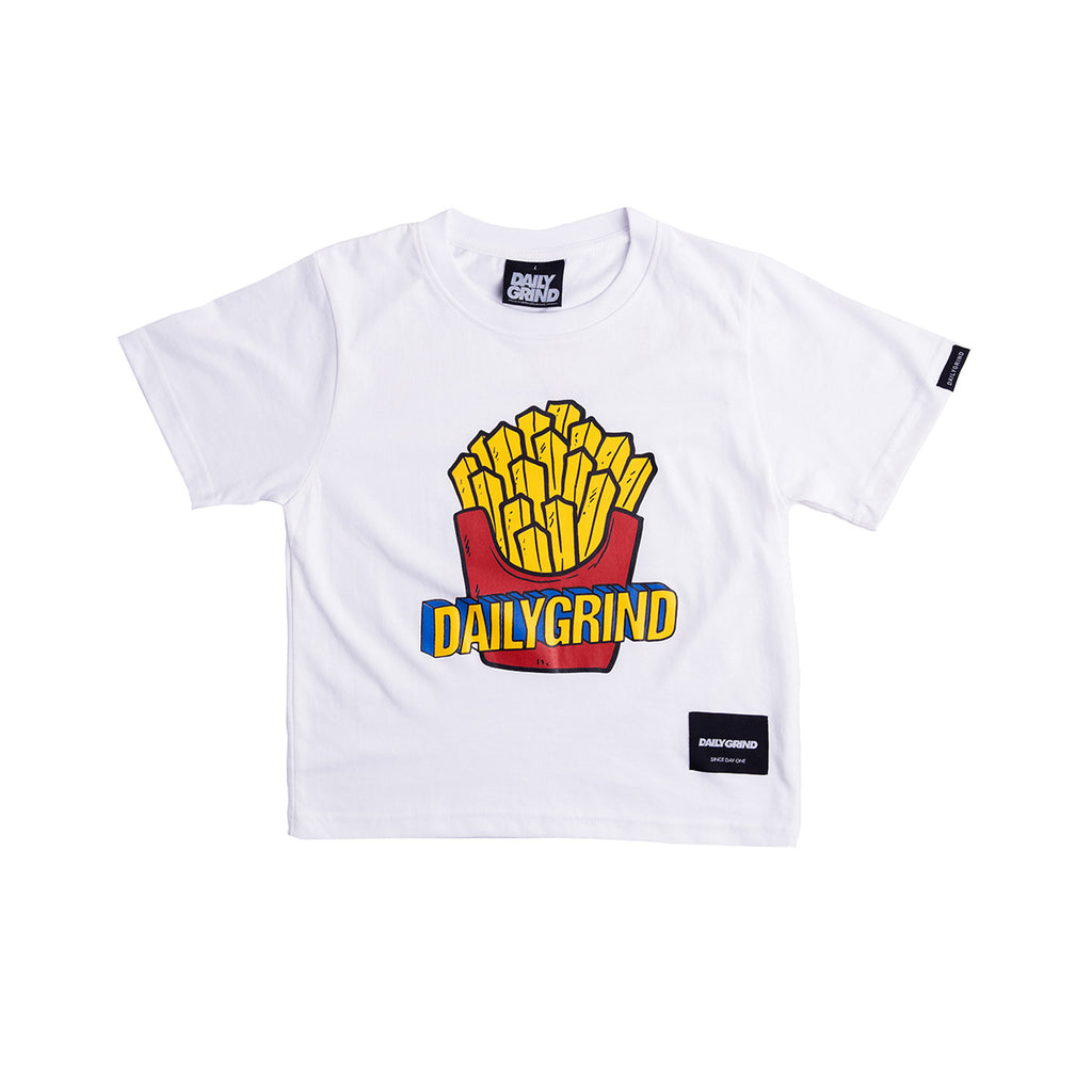 DAILY GRIND KIDS SHORT FRIES TSHIRT FOR KIDS WHITE
