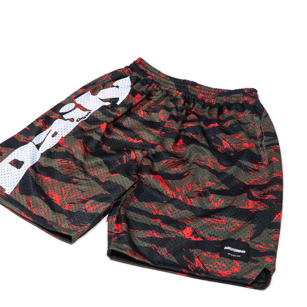 DAILY GRIND STRIED MESH SHORTS ORANGE