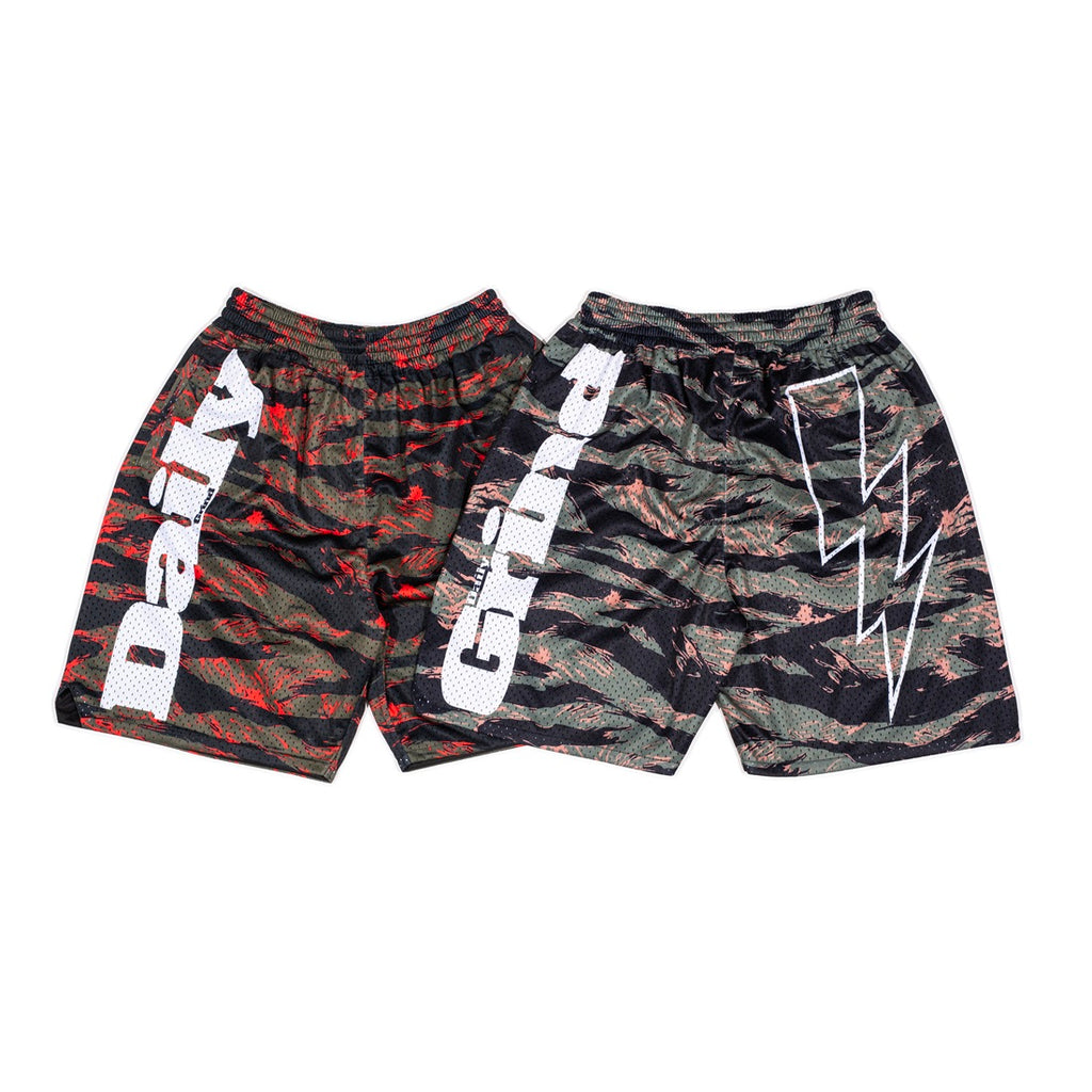 DAILY GRIND STRIED MESH SHORTS GOLD