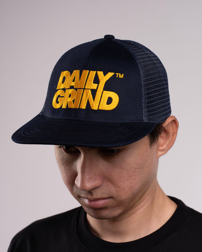 DAILY GRIND MAIN TRUCKER CAP NAVY BLUE