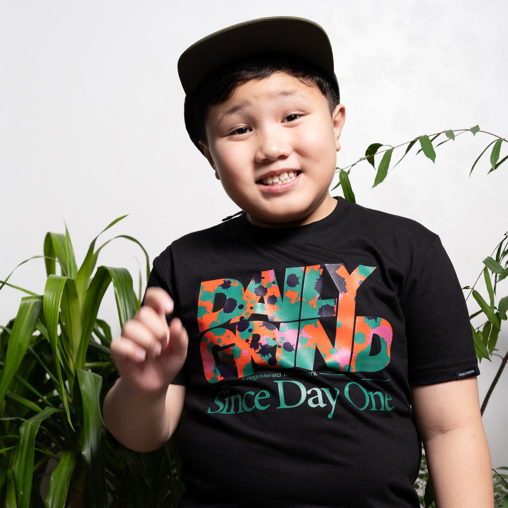DAILY GRIND MAIN SPLATTER TSHIRT FOR KIDS BLACK