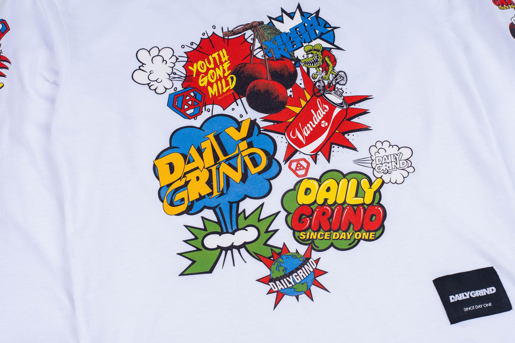 DAILY GRIND KIDS BOOM POW LONGSLEEVES FOR KIDS WHITE