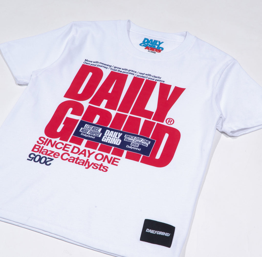 DAILY GRIND BLAZE TSHIRT FOR KIDS WHITE