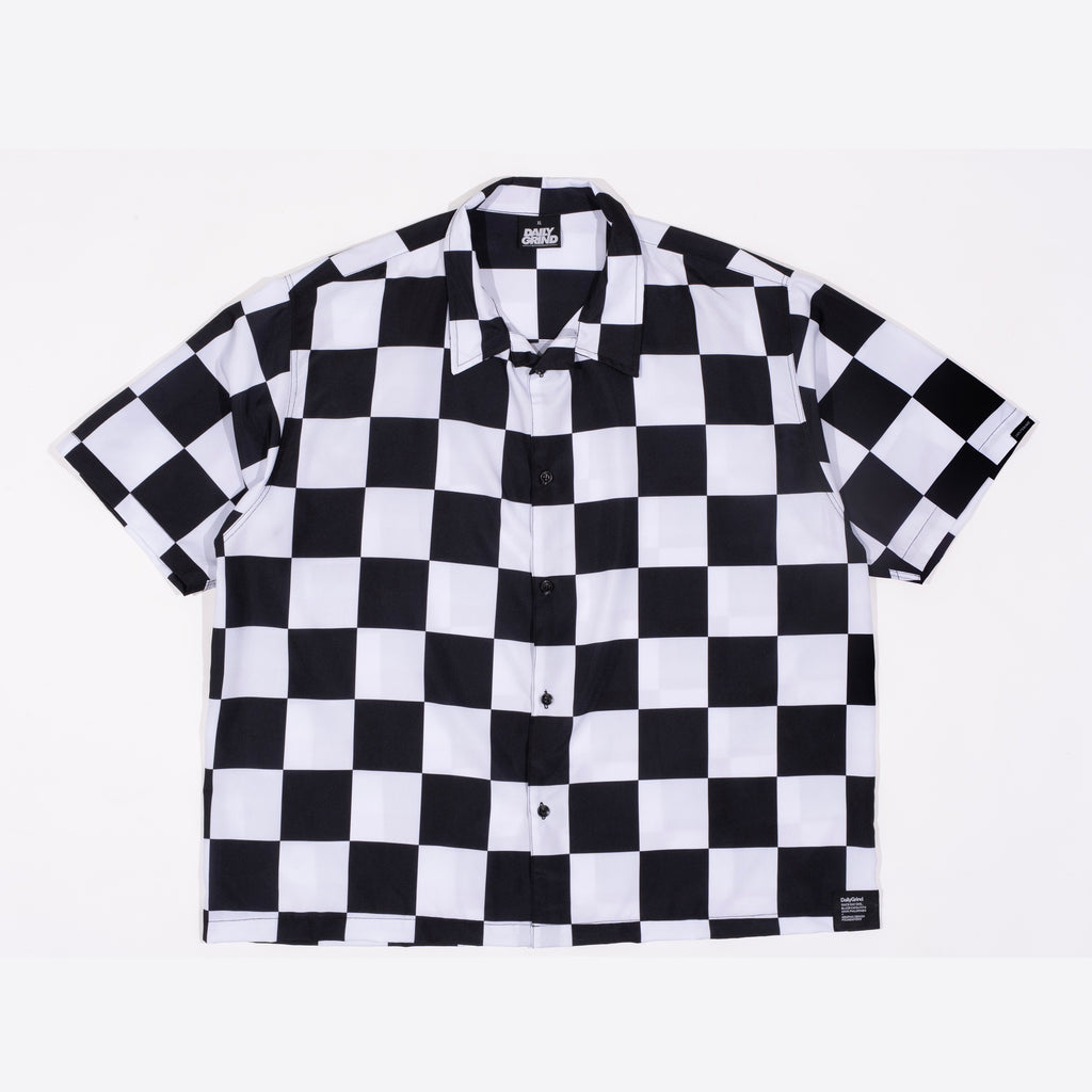 DAILY GRIND GRIDWORK CHECKERED POLO BLACK/WHITE