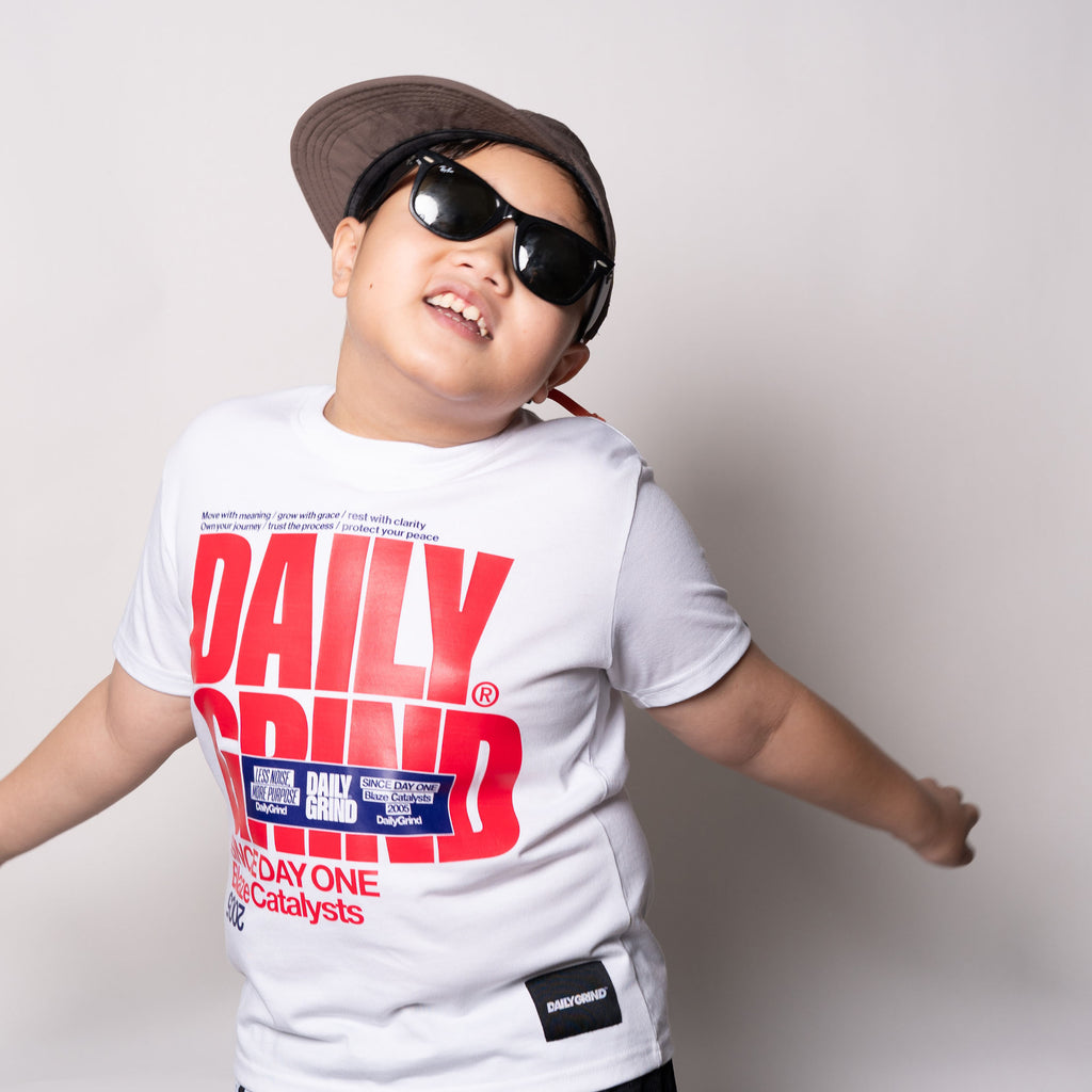 DAILY GRIND BLAZE TSHIRT FOR KIDS WHITE