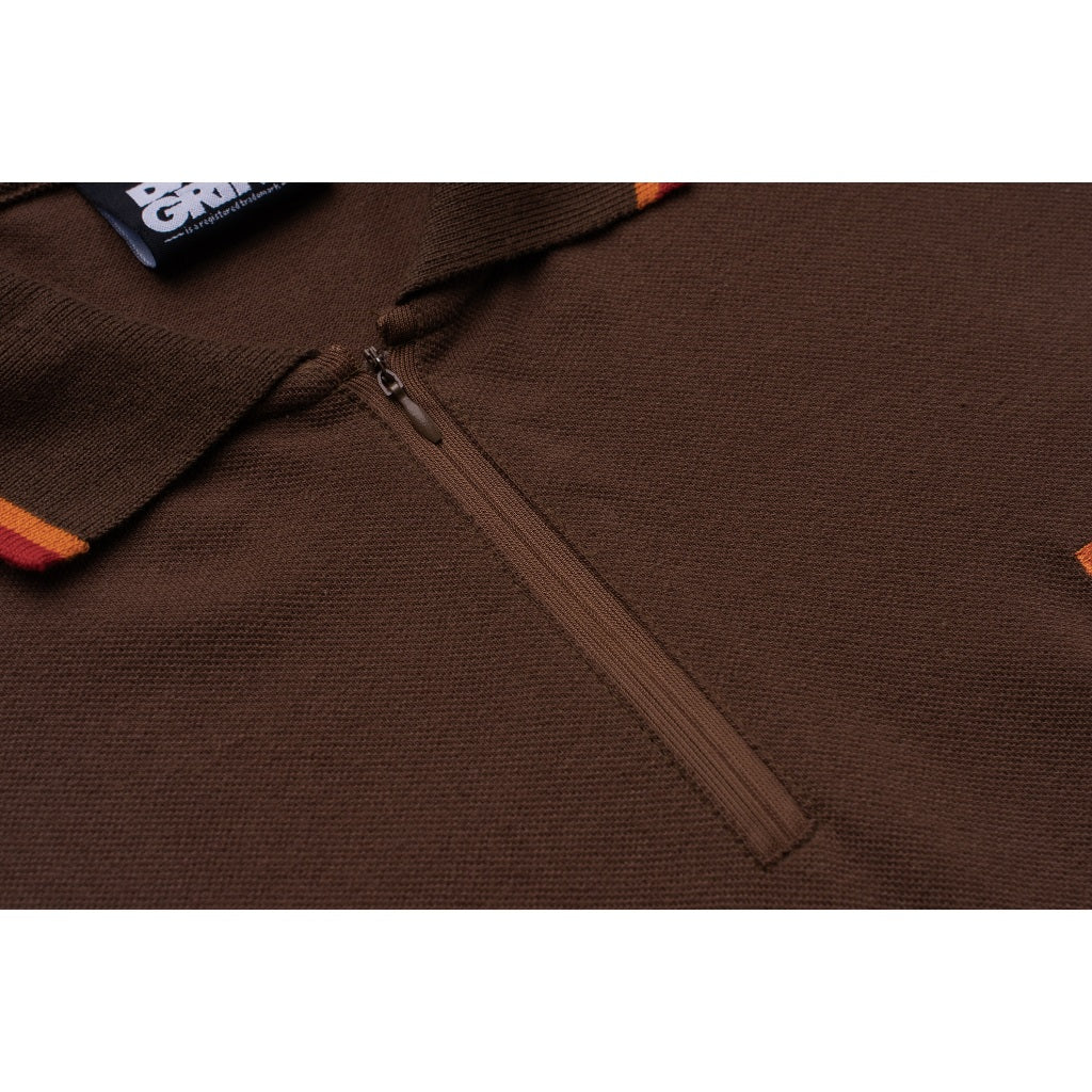 DAILY GRIND SHEAR ZIP POLO SHIRT BROWN