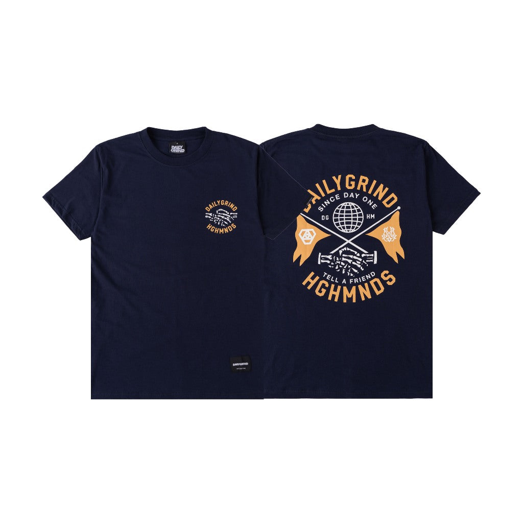 HGHMNDS X DAILYGRIND STRENGTH IN LOYALTY TSHIRT NAVY BLUE