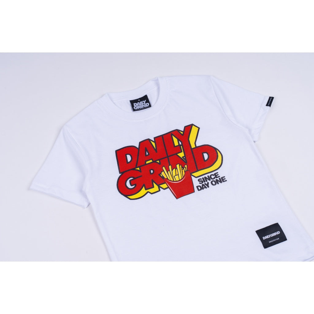 DAILY GRIND KIDS 3D FRIES TSHIRT FOR KIDS WHITE