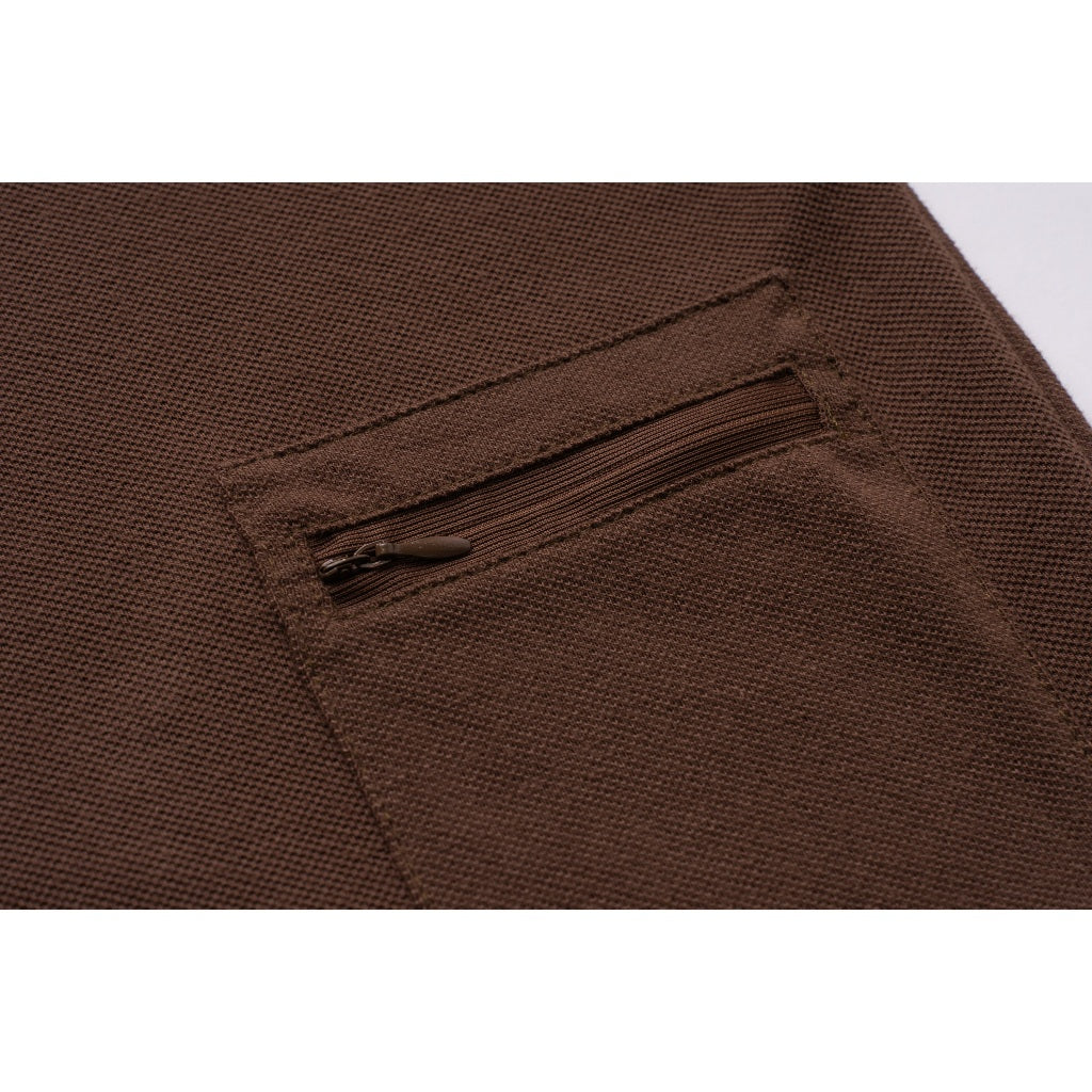 DAILY GRIND SHEAR ZIP POLO SHIRT BROWN