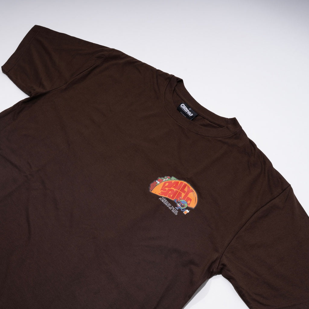 DAILY GRIND TACO&BEER 2 TSHIRT BROWN