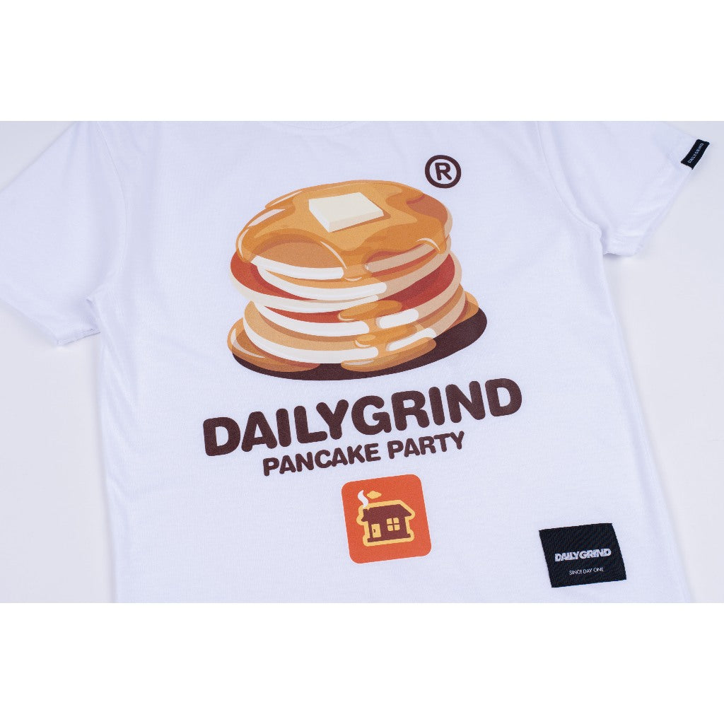 DAILY GRIND KIDS PANCAKE PARTY TSHIRT FOR KIDS WHITE