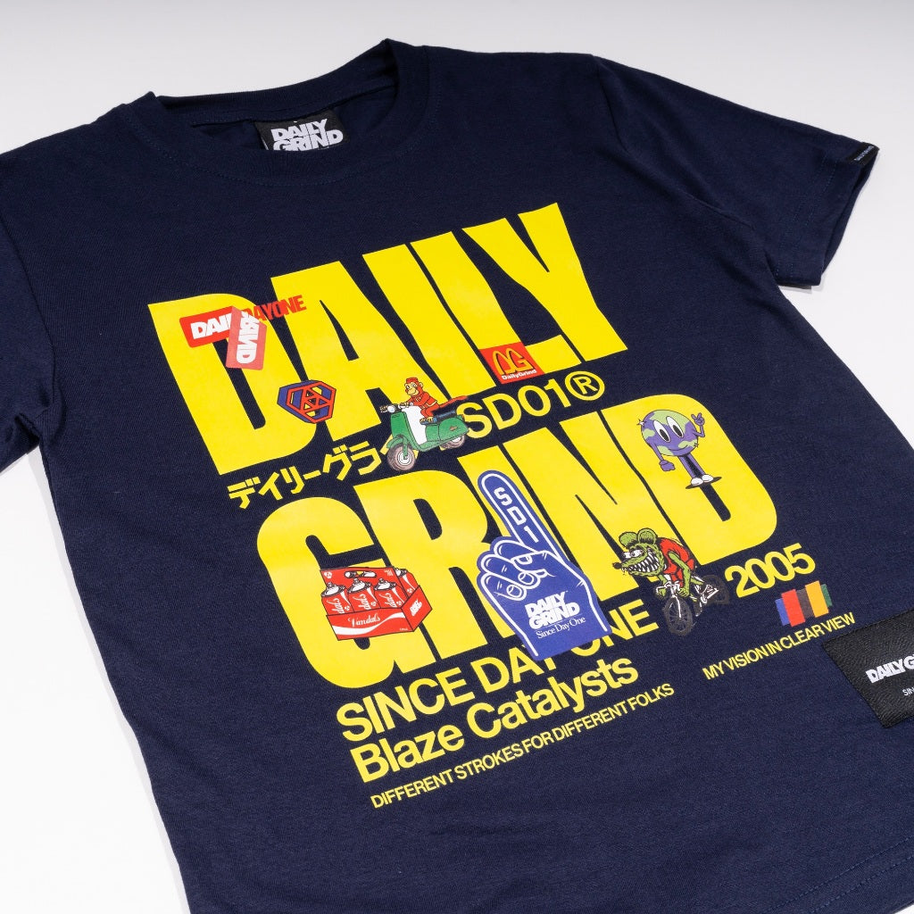 DAILY GRIND KIDS BLAZE MIXED TSHIRT FOR KIDS NAVY BLUE