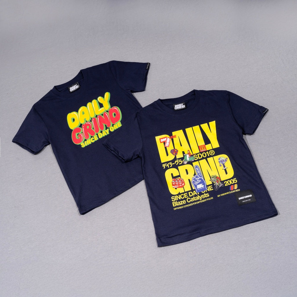 DAILY GRIND KIDS BLAZE MIXED TSHIRT FOR KIDS NAVY BLUE