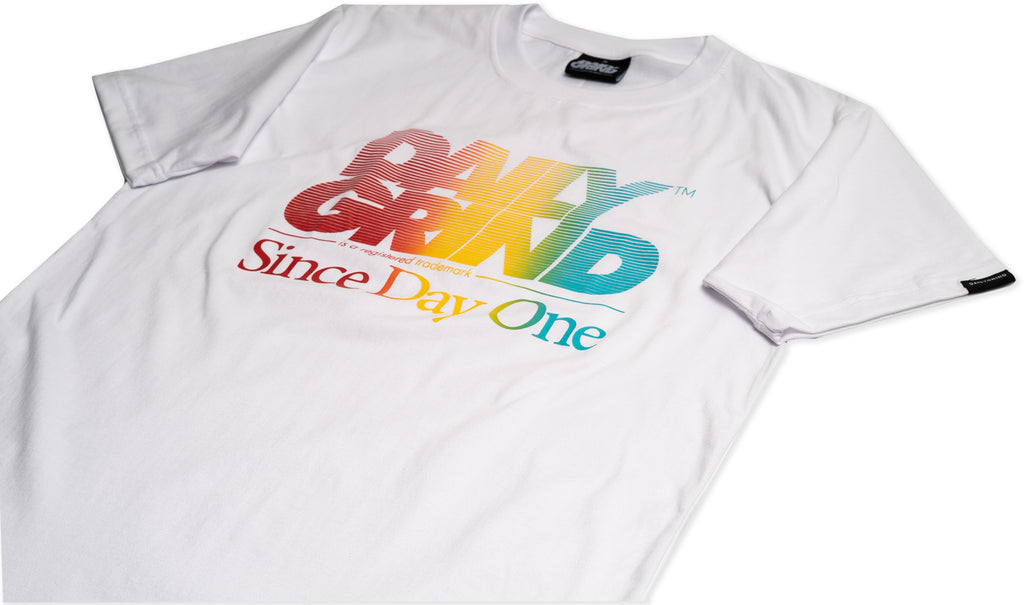 DAILY GRIND STROKED RAINBOW TSHIRT WHITE