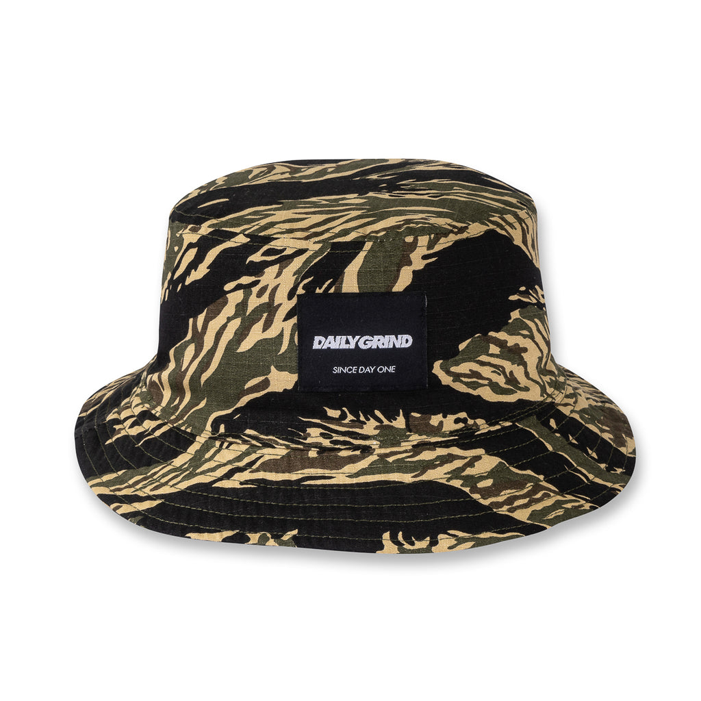 DAILY GRIND REVERSIBLE BUCKET HAT 1 TIGER CAMOU