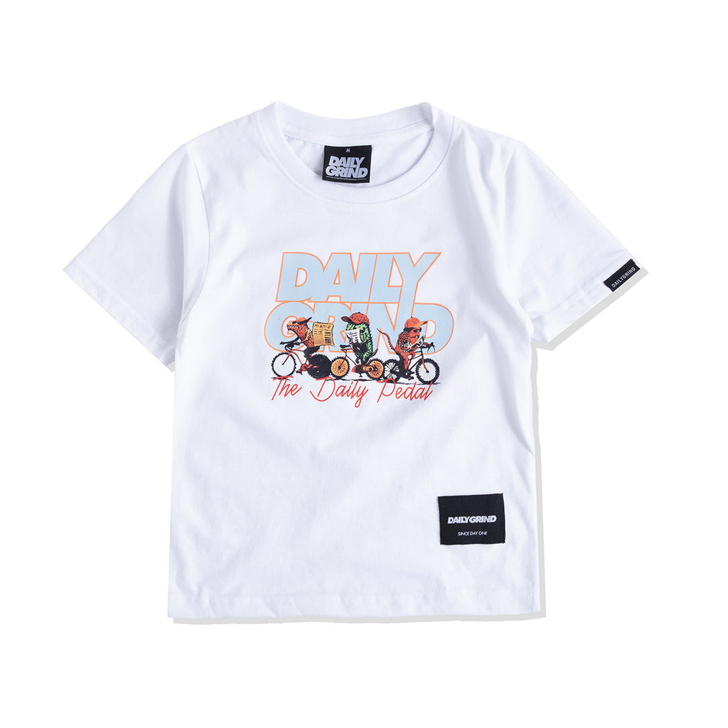 DAILY GRIND KIDS PEDAL TSHIRT FOR KIDS WHITE